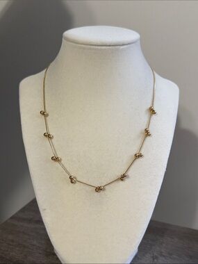 Gold plated stainless Steel round detailed chain necklace